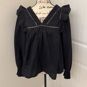 Madewell Black Ruffle shirt Tunic sz S